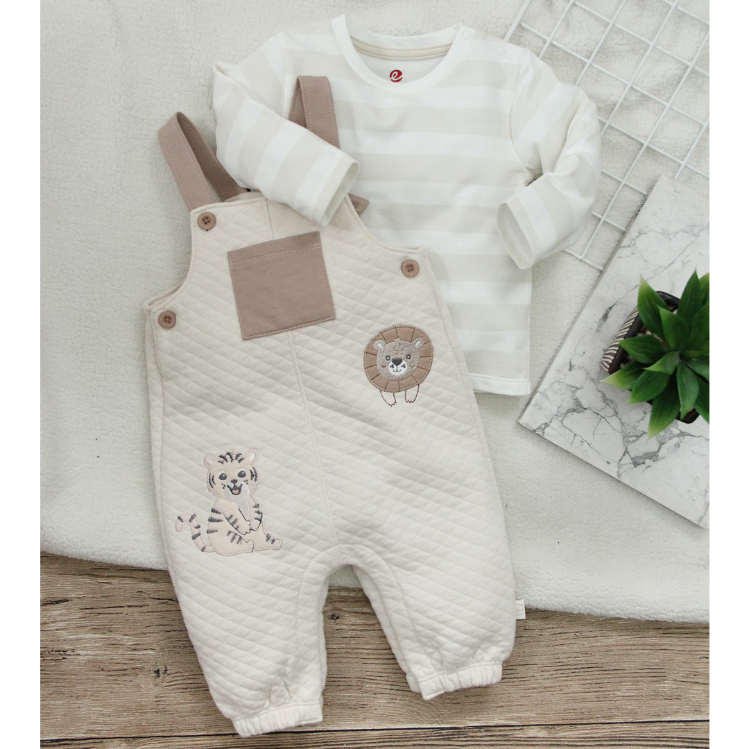 2Pcs Set - Tee & Dungaree