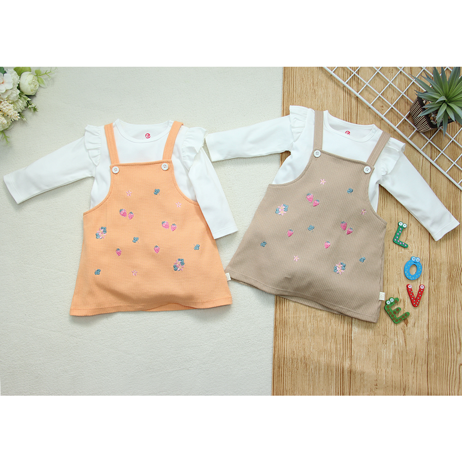 2 Pcs Long Sleeve T-Shirt & Dungaree Set